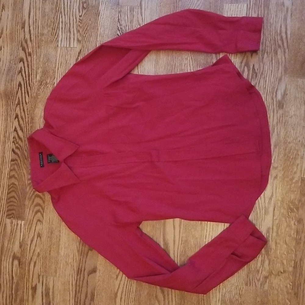 (S) Buffalo David Button Velcro Closure Business Casual Collared Long Sleeve Top